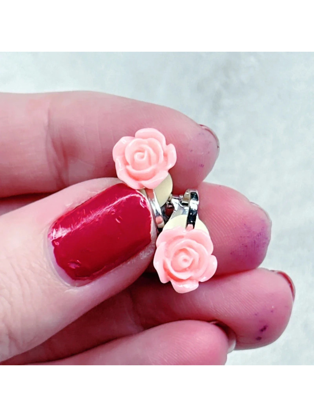 503mc. Pink Rose Mini Clip ONs